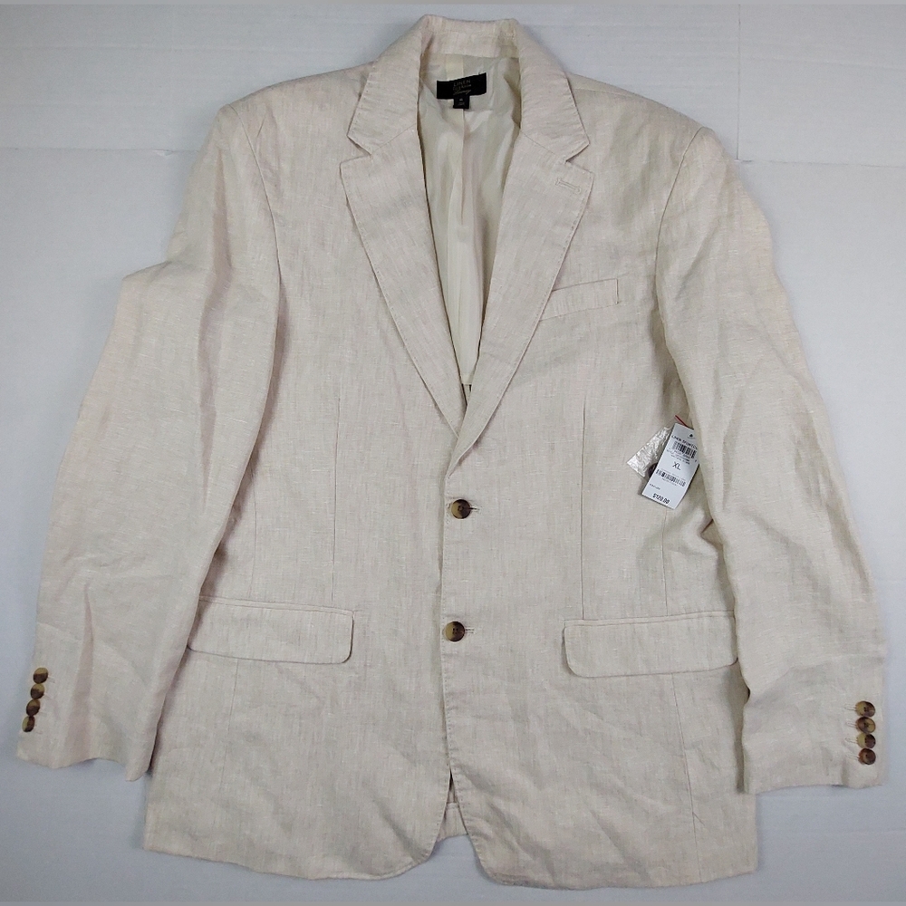 Club Room Luxury Sport Coat Mens Size XL Natural Khaki 100% Linen NWT $120.00